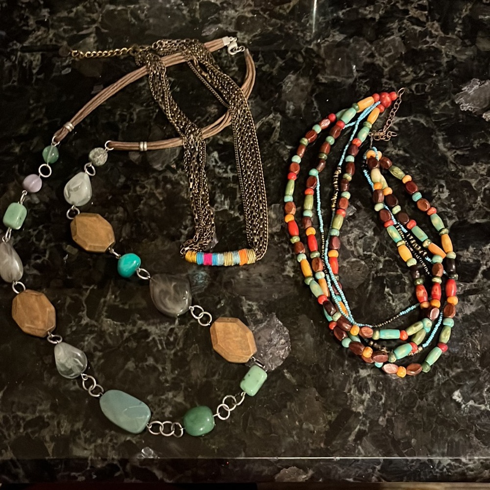 Three colorful necklaces